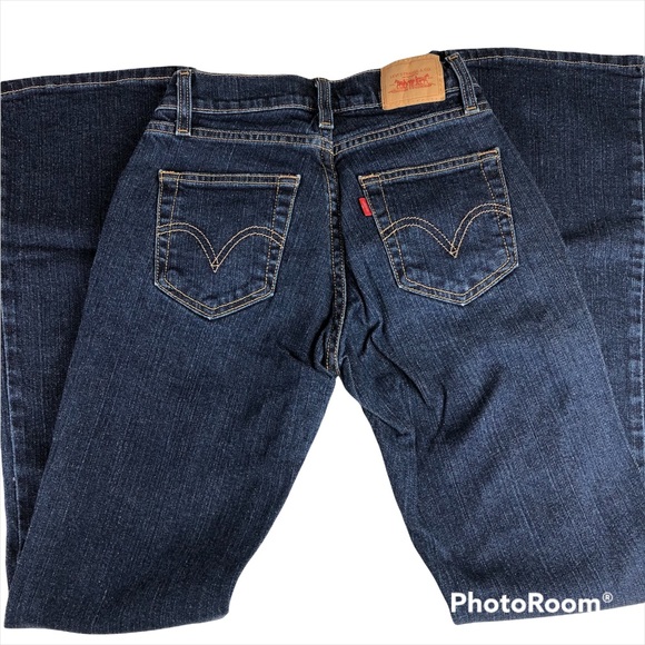 Levi Curvy 1M Jeans Bootcut Blue Denim 5 Pocket Zip Up - Picture 5 of 8